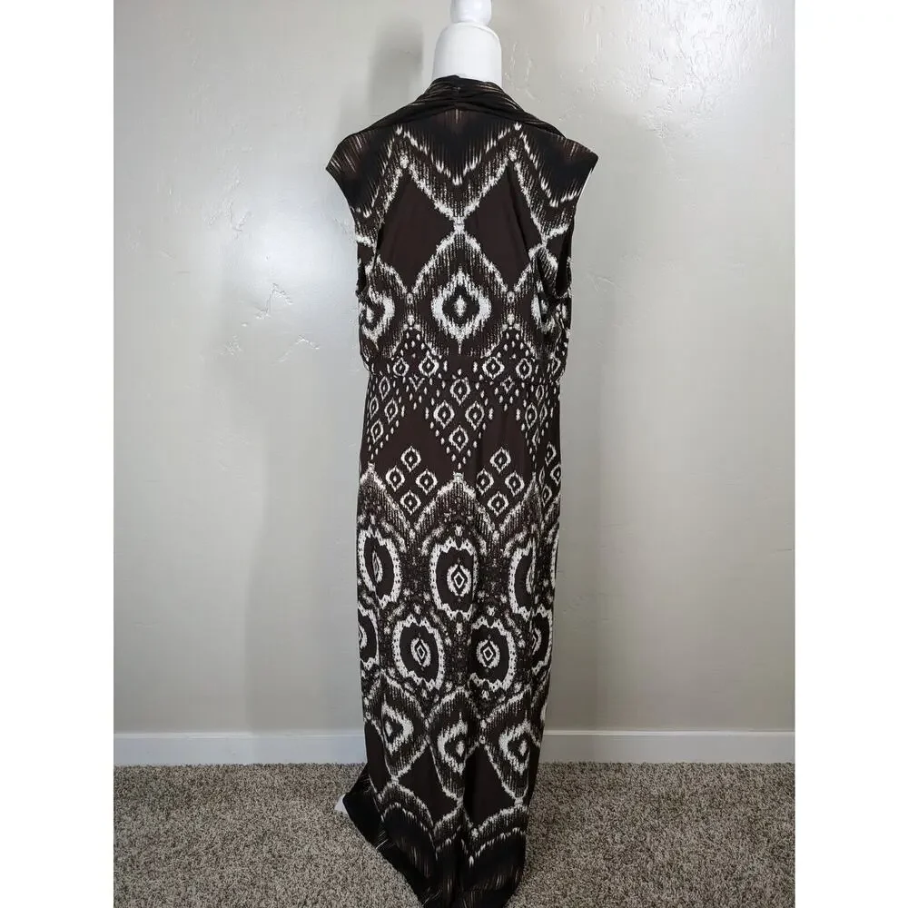 NEW Chico’s Dress Size 2 (US 12) Medallion Haze Morgan Maxi Stretchy Dress Brown - Picture 5 of 10